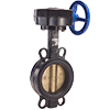 Ductile Iron Wafer-Type Butterfly Valve with Aluminum Bronze Disc, Buna-N Seat, and Gear Operator Handle