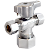 No Lead Chrome-Plated Forged Brass 1/4-Turn OD x OD x OD Dual Outlet Angle Stop Valve